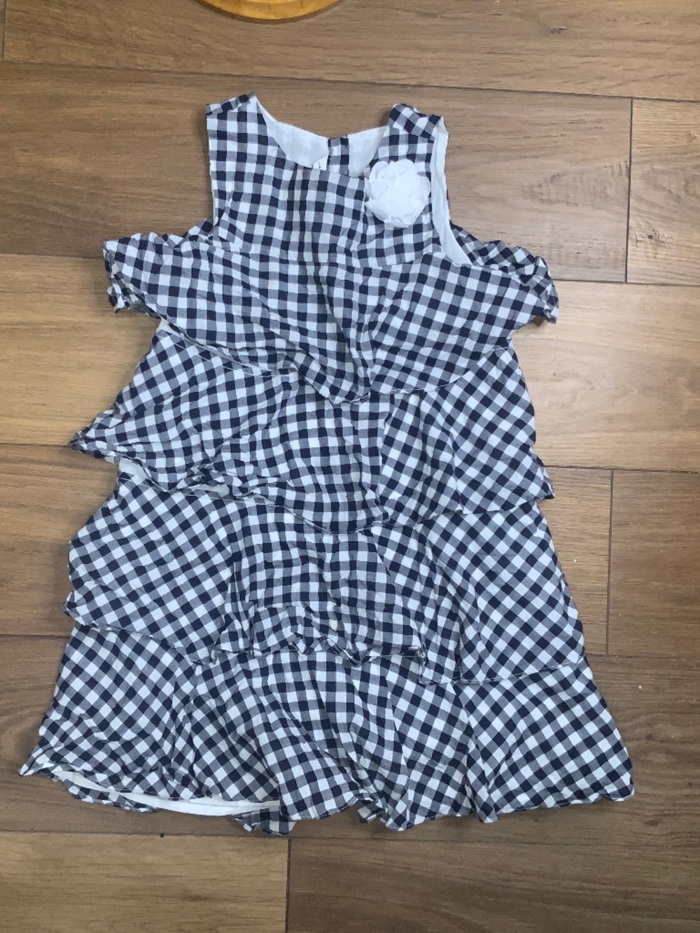 Janie and Jack Navy and White Gingham Check Tiered Dress Size 10